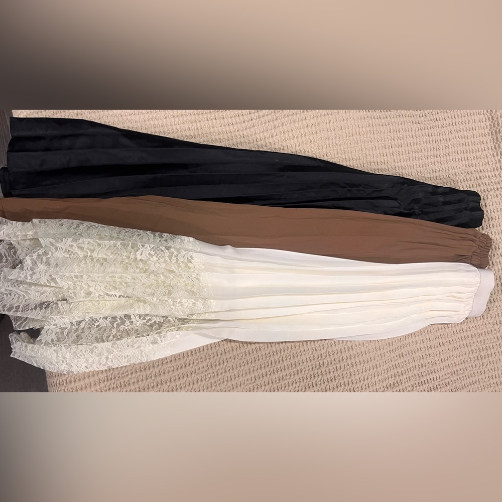 Elegant Black, Brown, and White Lace Maxi skirts